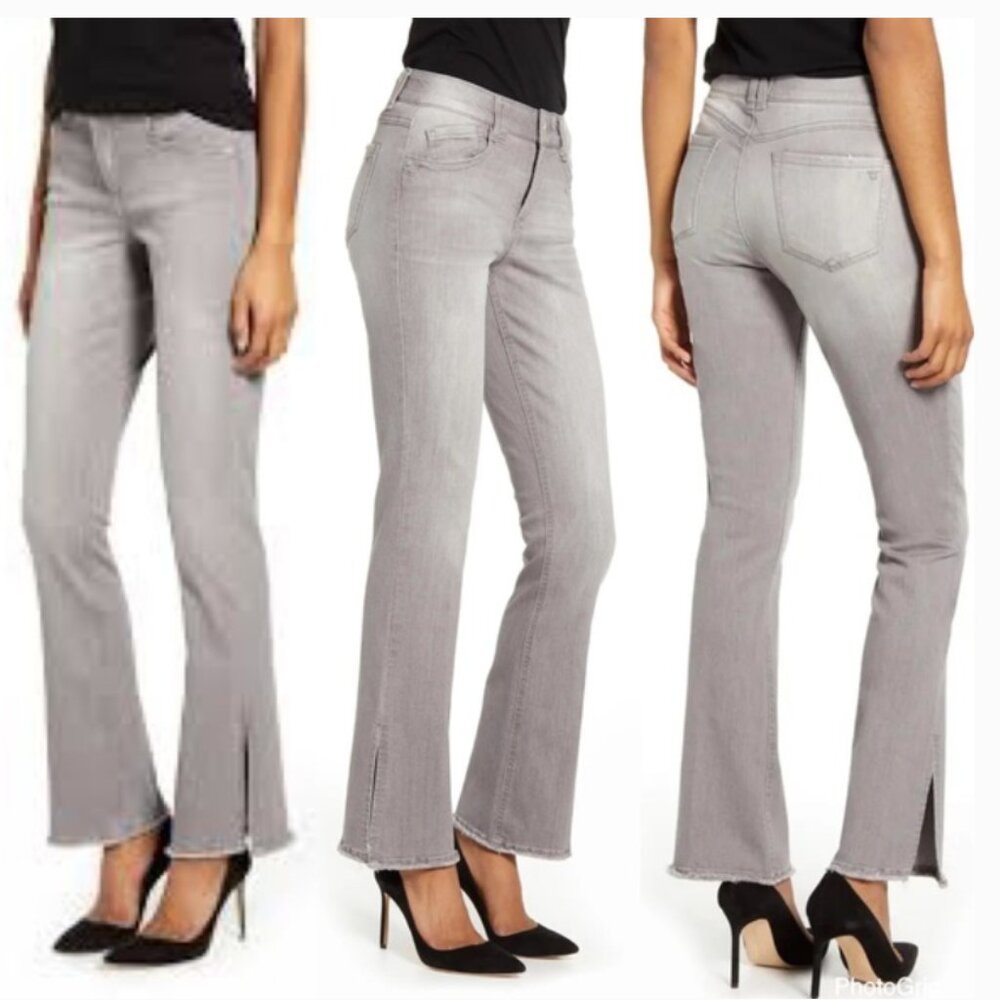 Wit & Wisdom "Ab" Solution Itty Bitty Split Hem Bootcut Jeans Grey 10 NWT